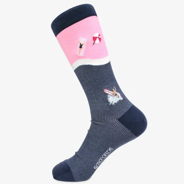 "Beach Bum" Surfing Themed Fine Men's Socks