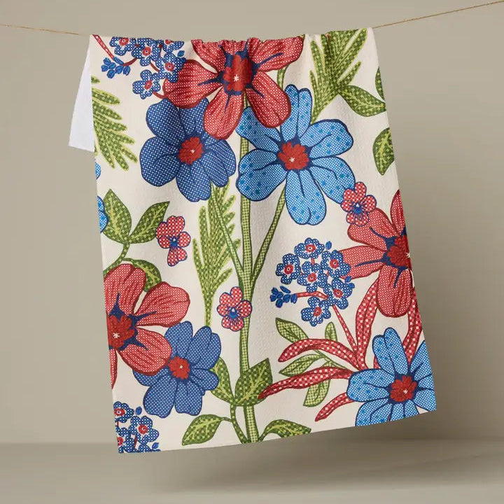 Plaid Floral Tea Towel