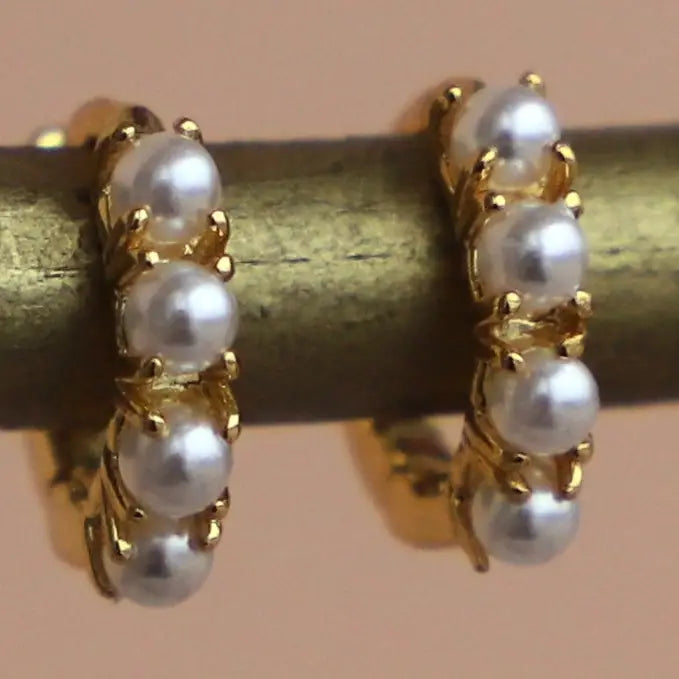 Mini Pearl Hoops