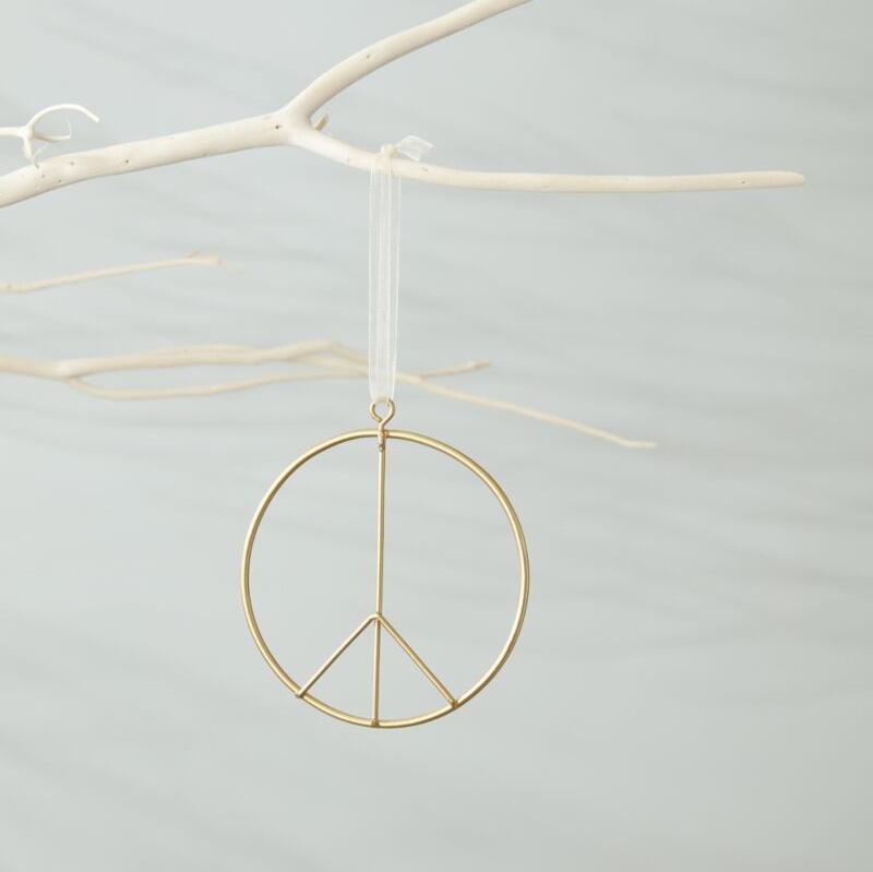 Gold Peace Sign Ornament