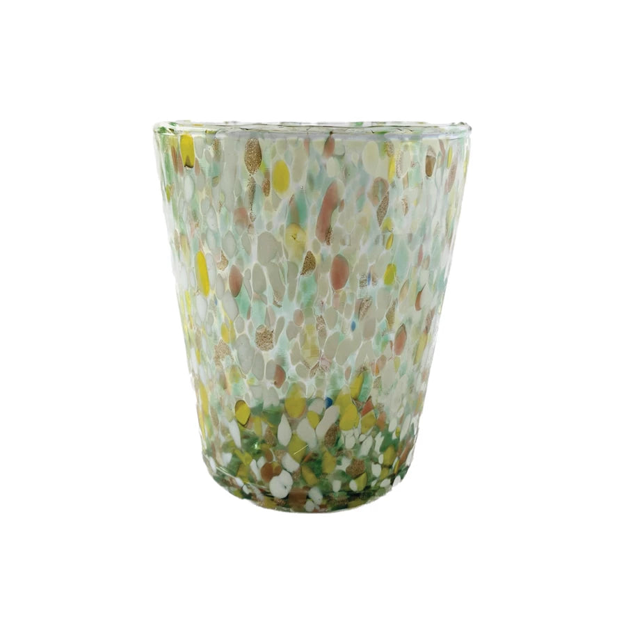 Confetti + Gold Glitter Recycled Blown Drinking Glass
