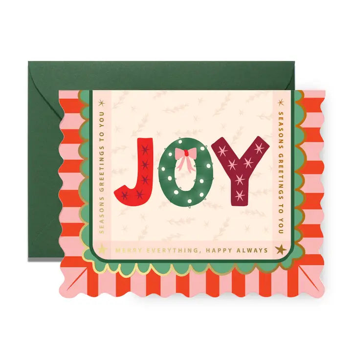 Joy Striped Scallop Card