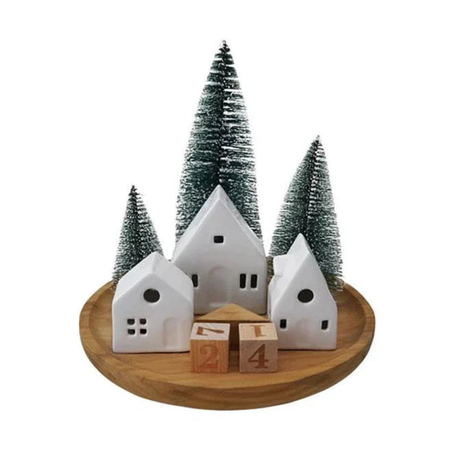 House & Bottle Brush with Led Light Set