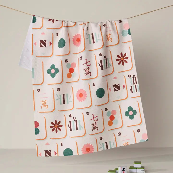 Mahjong Cypress Tile Toss Tea Towel