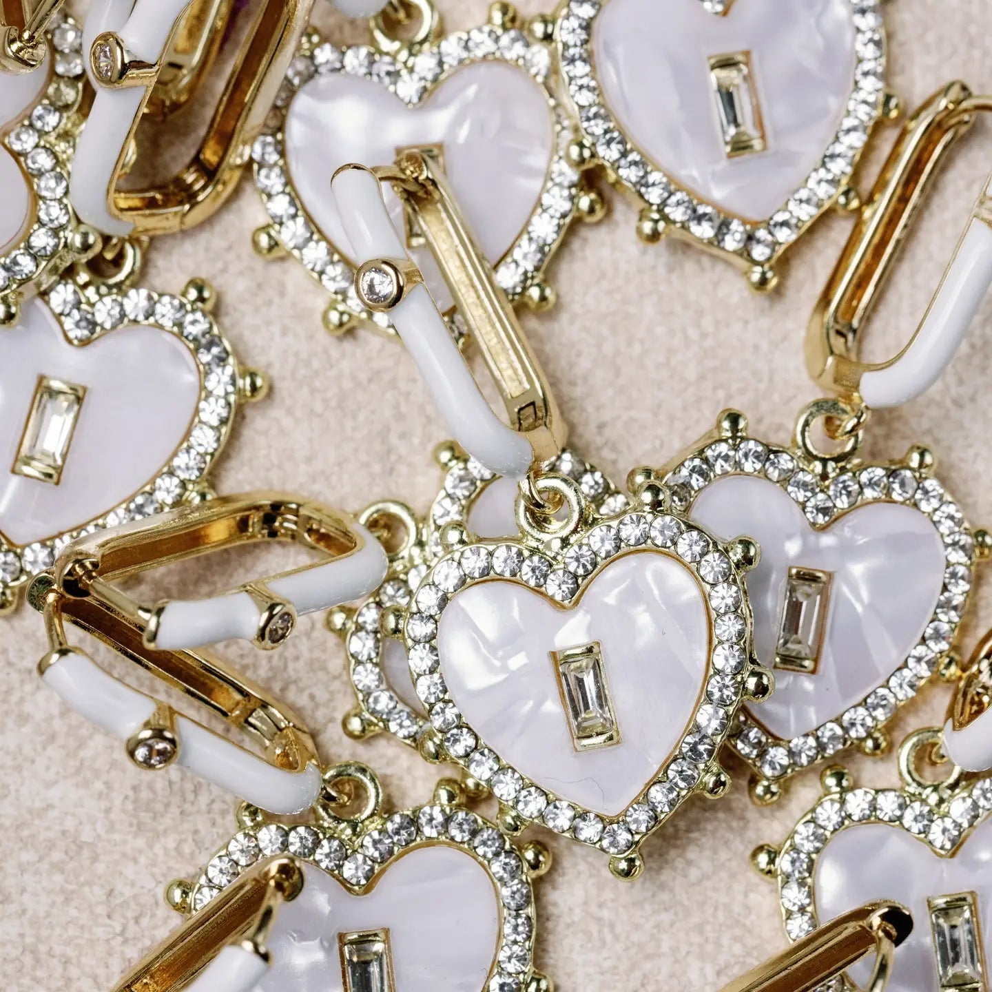 Diamond Capri Heart Drop Charm Earrings