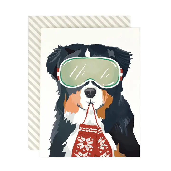 Bernese Ski Dog Card