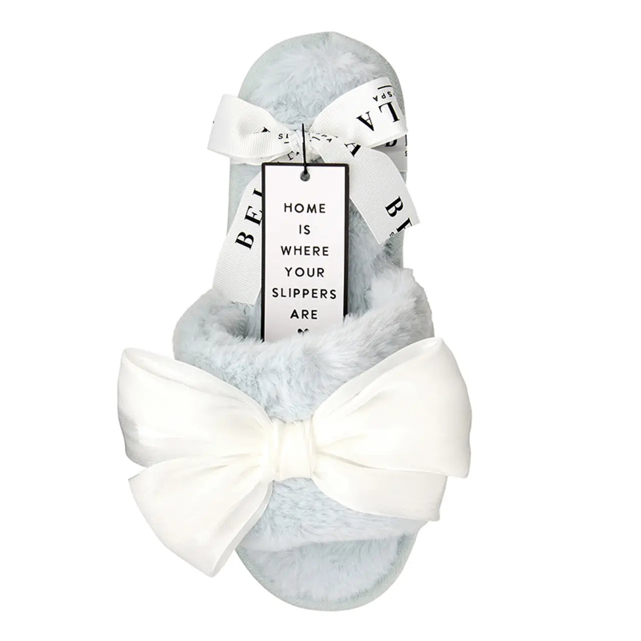 Light Blue Slippers with White Bows