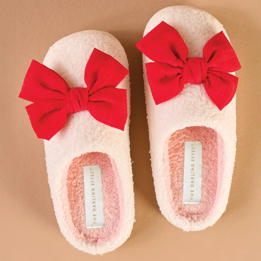 Betty Bow Red Fuzzy Slippers