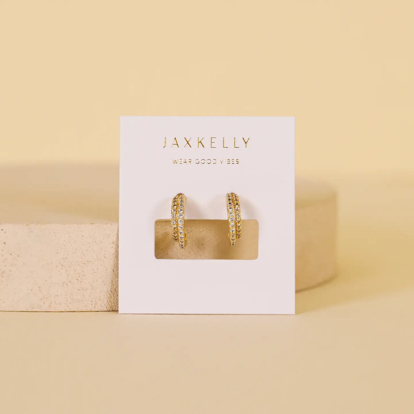 Double Champagne Hoop Gold Earrings