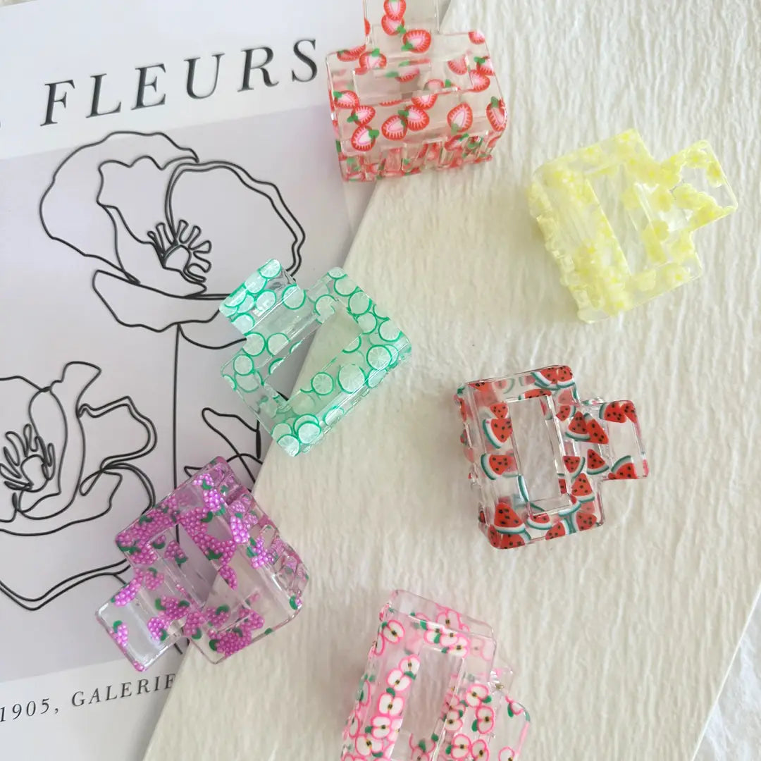 Fruit Print Hair Clips