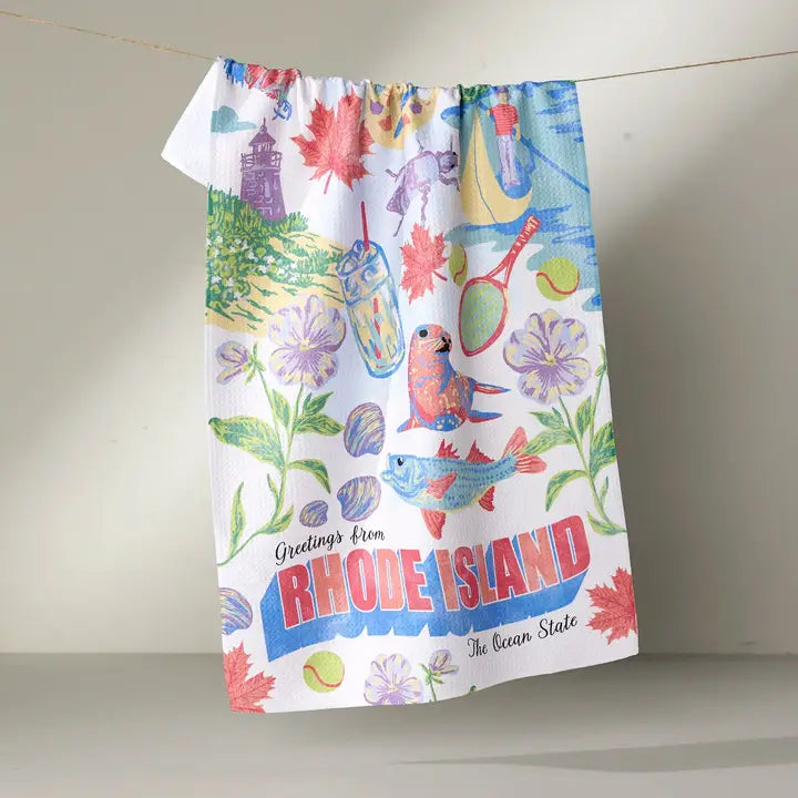 Greetings from Rhode Island Tea Towel
