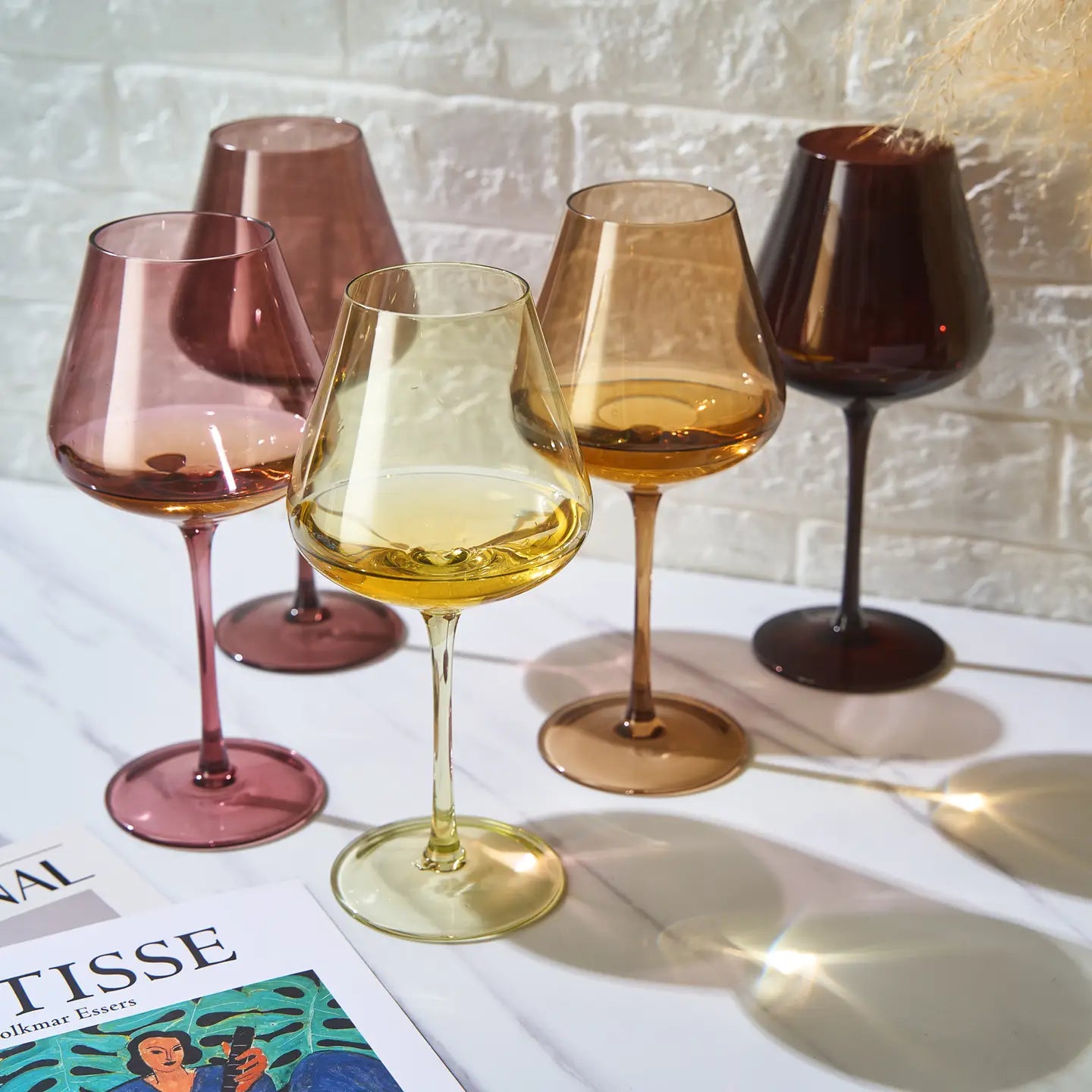 Terracotta Crystal Wine Glasses | Set of 5
