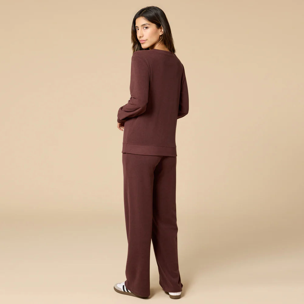 Vintage Velvet V-Neck with Wide Leg Pant