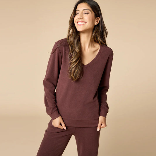 Vintage Velvet V-Neck with Wide Leg Pant