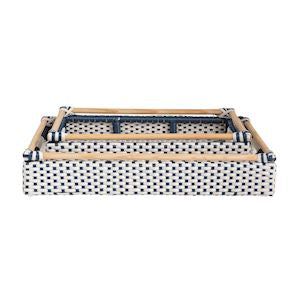 Woven Blue & White Tray Set