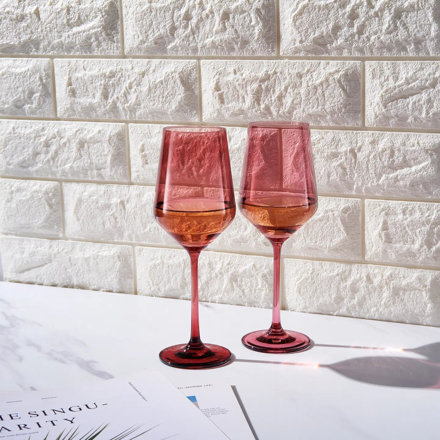 Colored Crystal Wine Glass | Set of 2