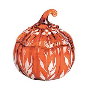 Dark Orange Glass Pumpkin Candle