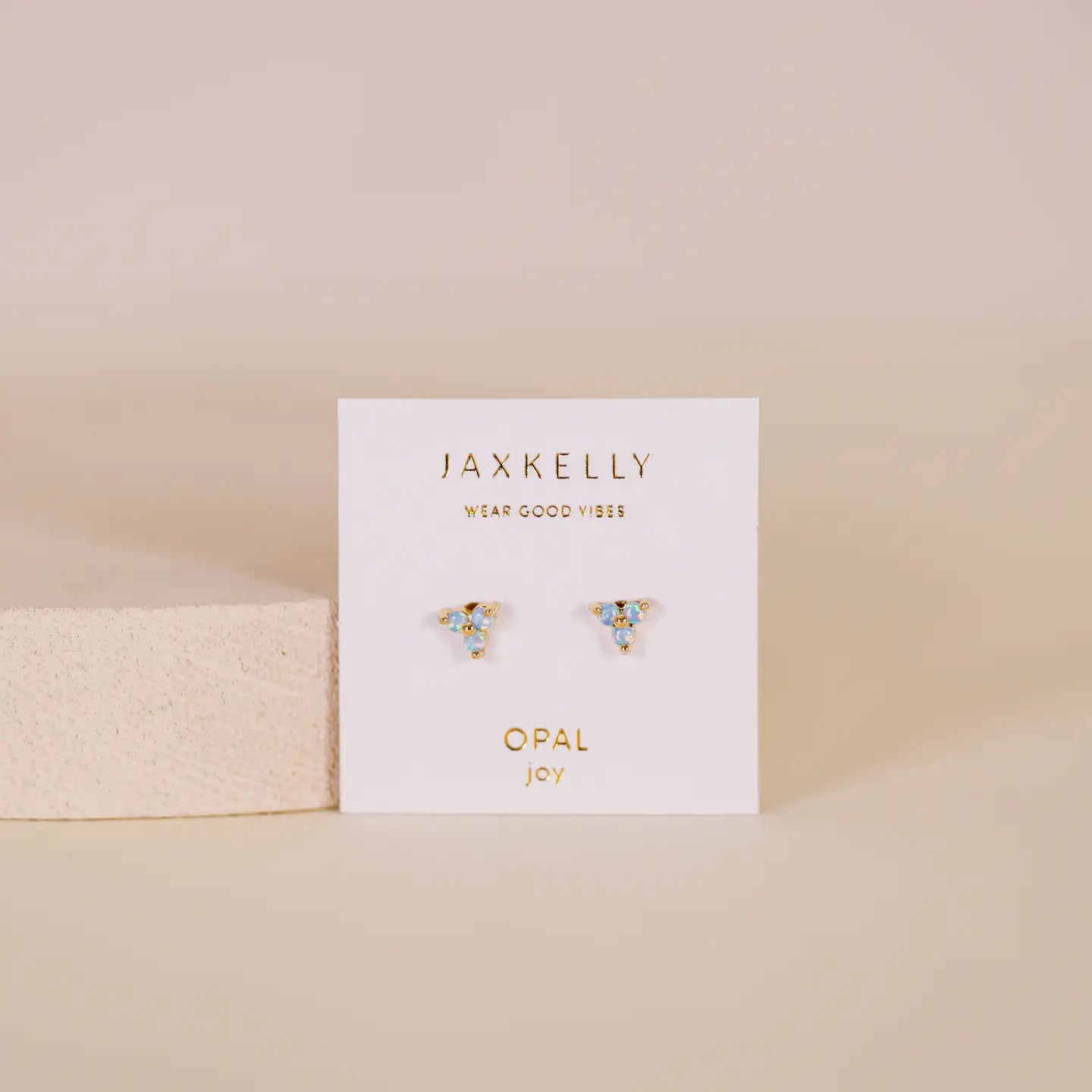 Trio Cluster Gold Earrings - Fire Opal