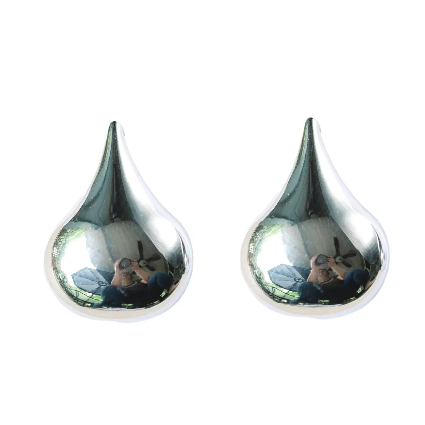 Silver Teardrop Statement Studs