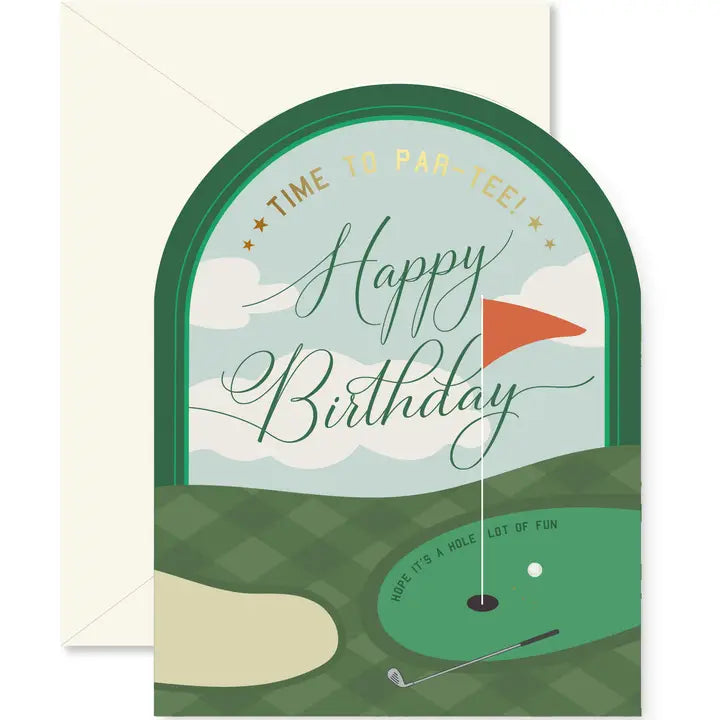 Time To Par-Tee Golf Birthday Arch Card