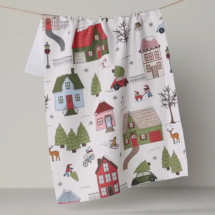 Winter Village Tea Towel