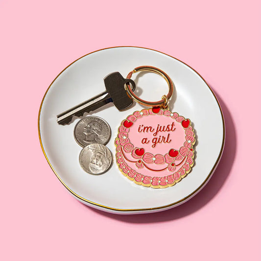 Just A Girl Vintage Cake Enamel Keychain