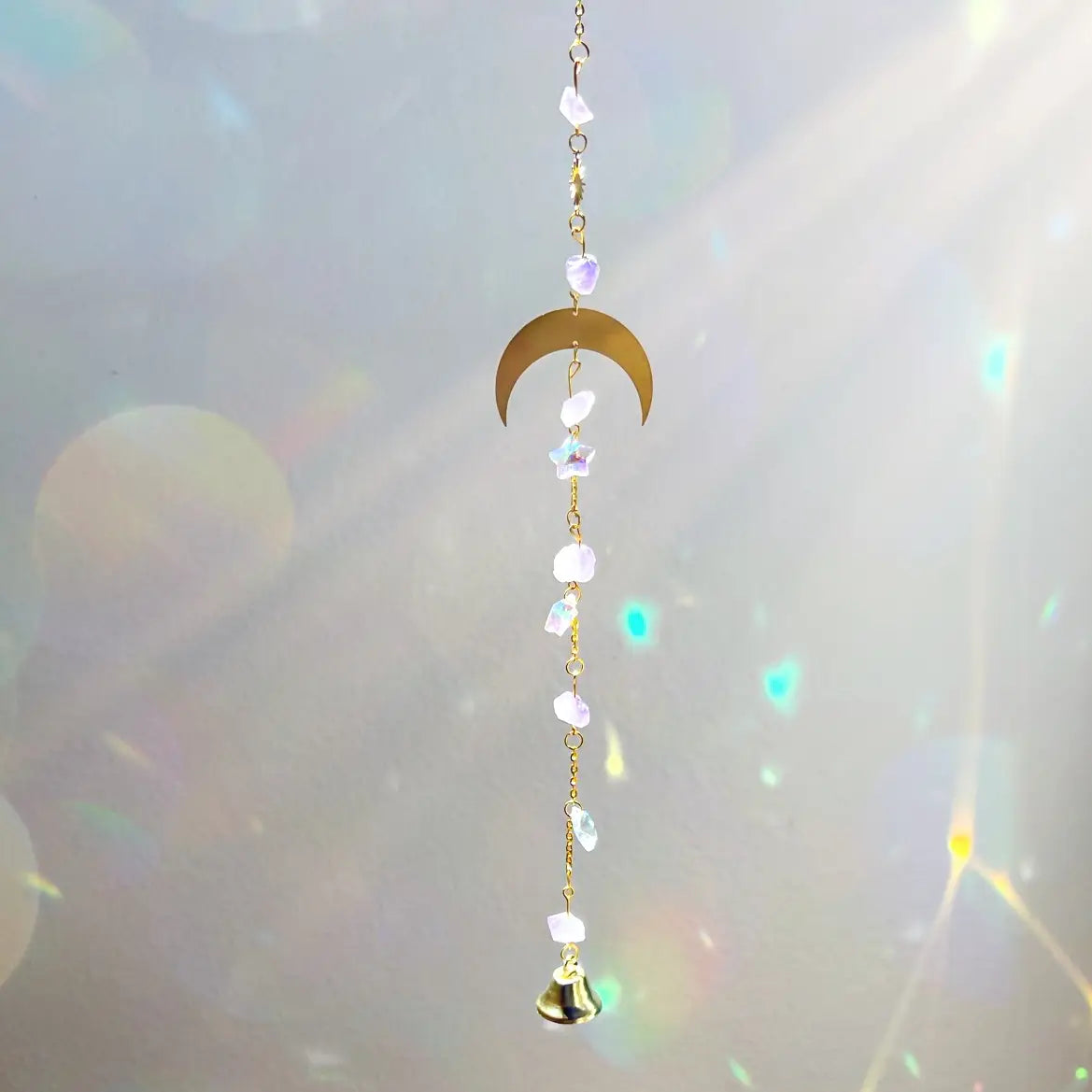 Crystal Suncatcher Rainbow Prism - Moon and Amethyst