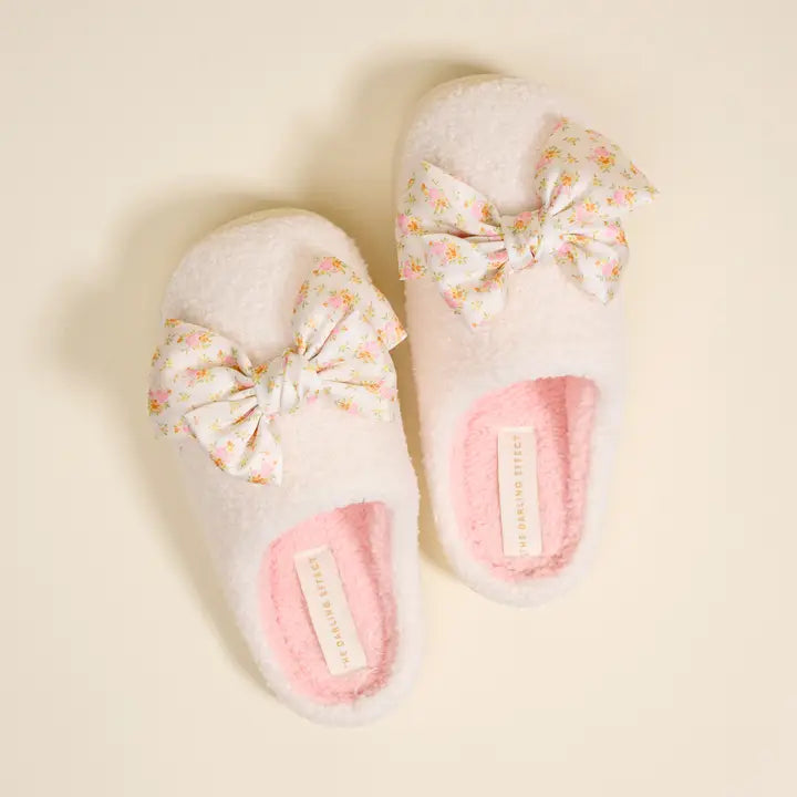 Betty Bow Endless Daydream Cream Fuzzy Slippers
