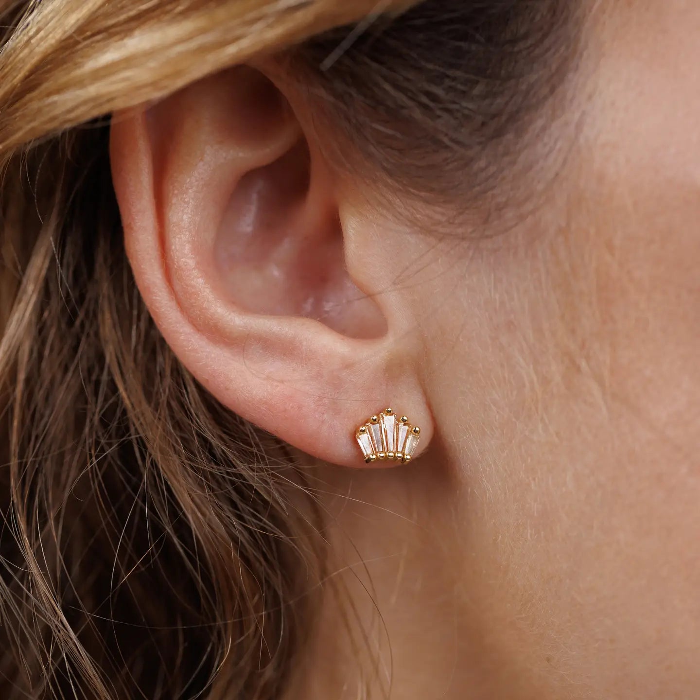 Champagne Baguette Crown Earrings