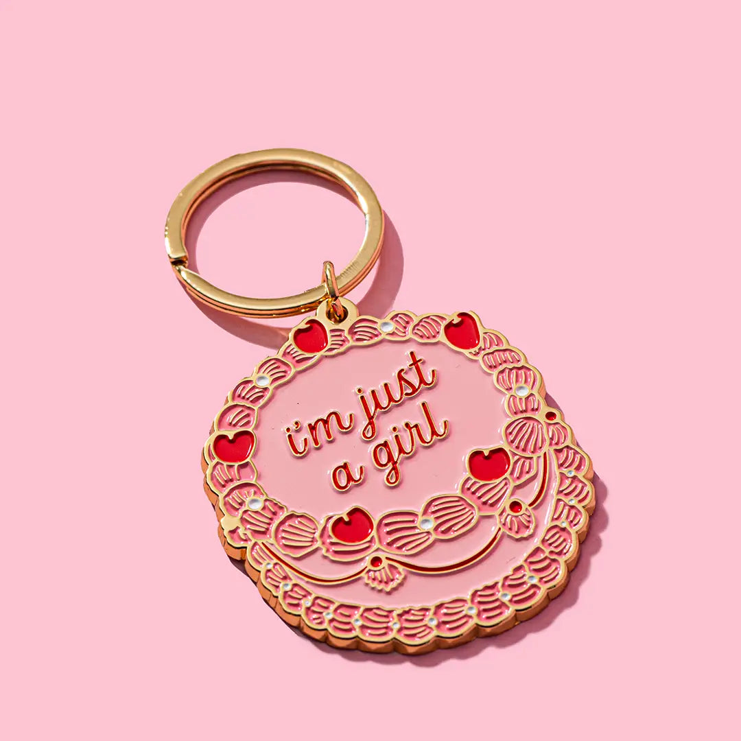 Just A Girl Vintage Cake Enamel Keychain