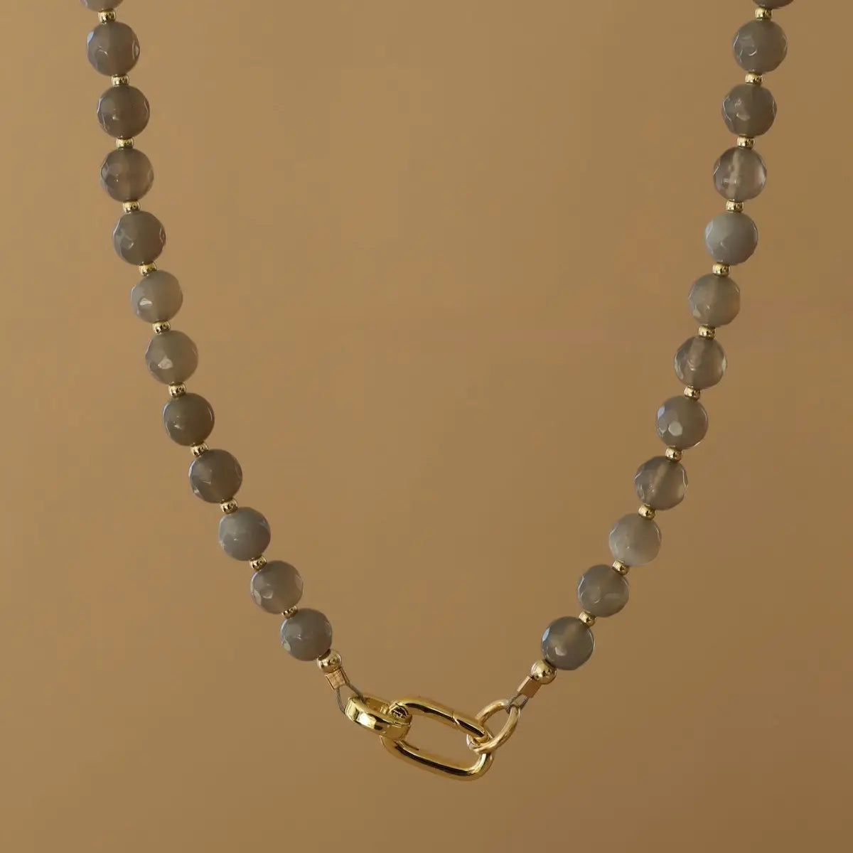 Grey Moonstone Beaded Link Necklace