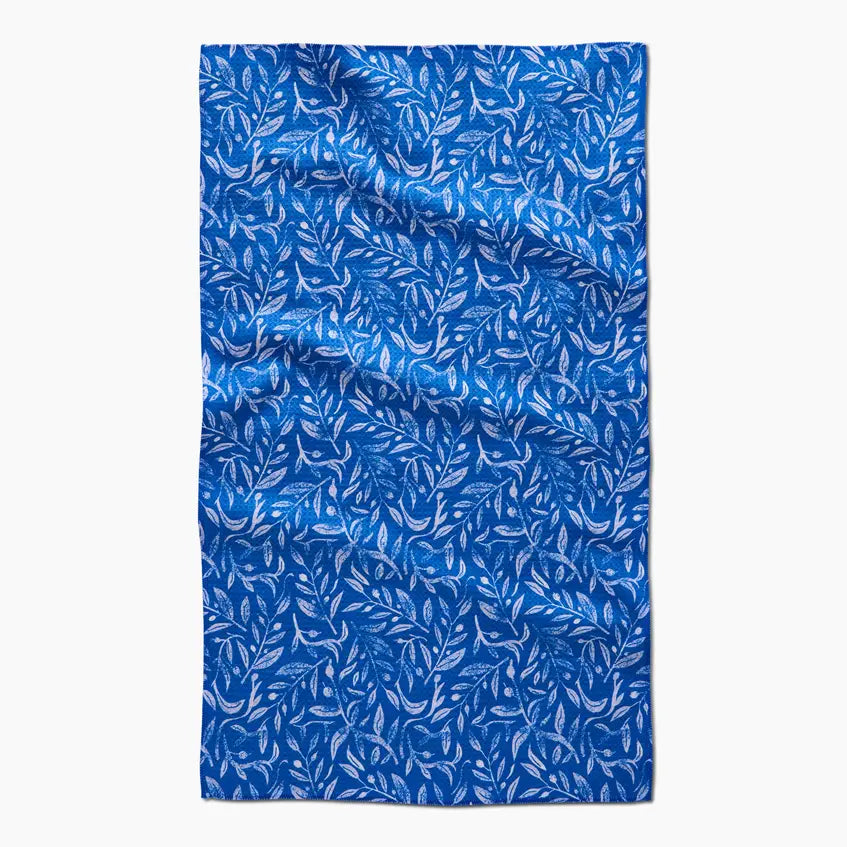 Hanukkah Leaves White Tea Towel