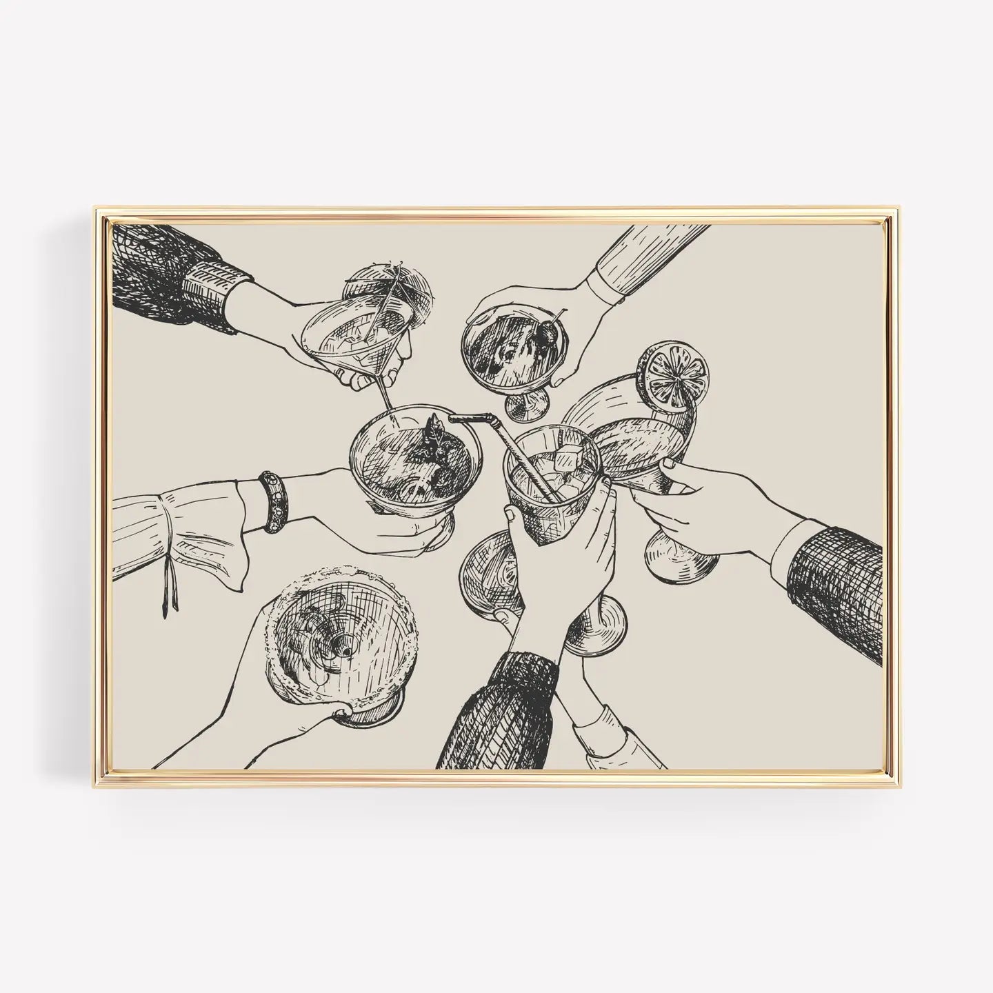 Bar Cart Art Print - Tan