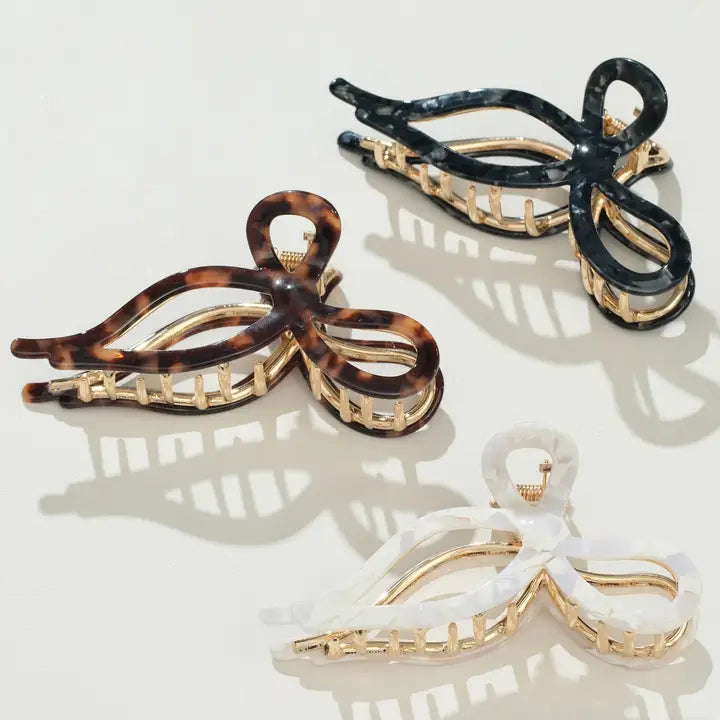 Sabrina Ribbon Bow Metal Claw Clip