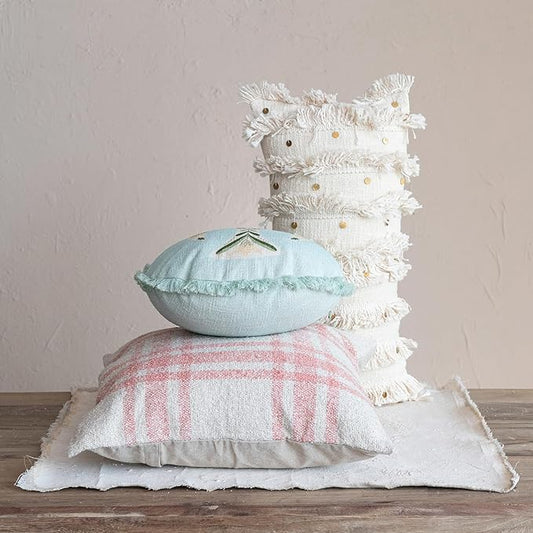 White & Gold Lumbar Pillow with Sequins