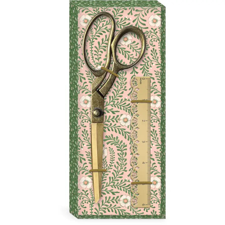 Antique Gold Scissor and Ruler Set