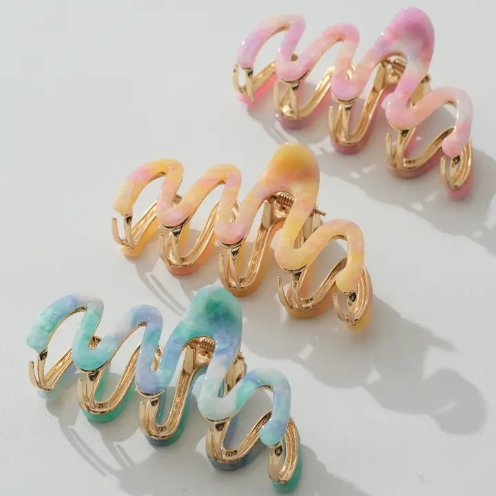 Willow Island Sun Large Squiggle Metal Claw Clip