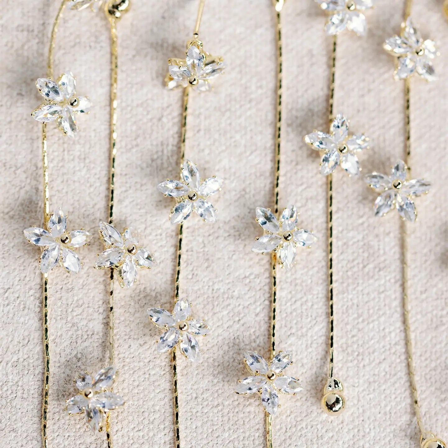 Diamond Daisy Gold Duster Drop Earrings