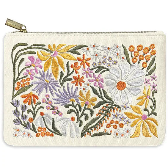 Embroidered Flower Market Pouch