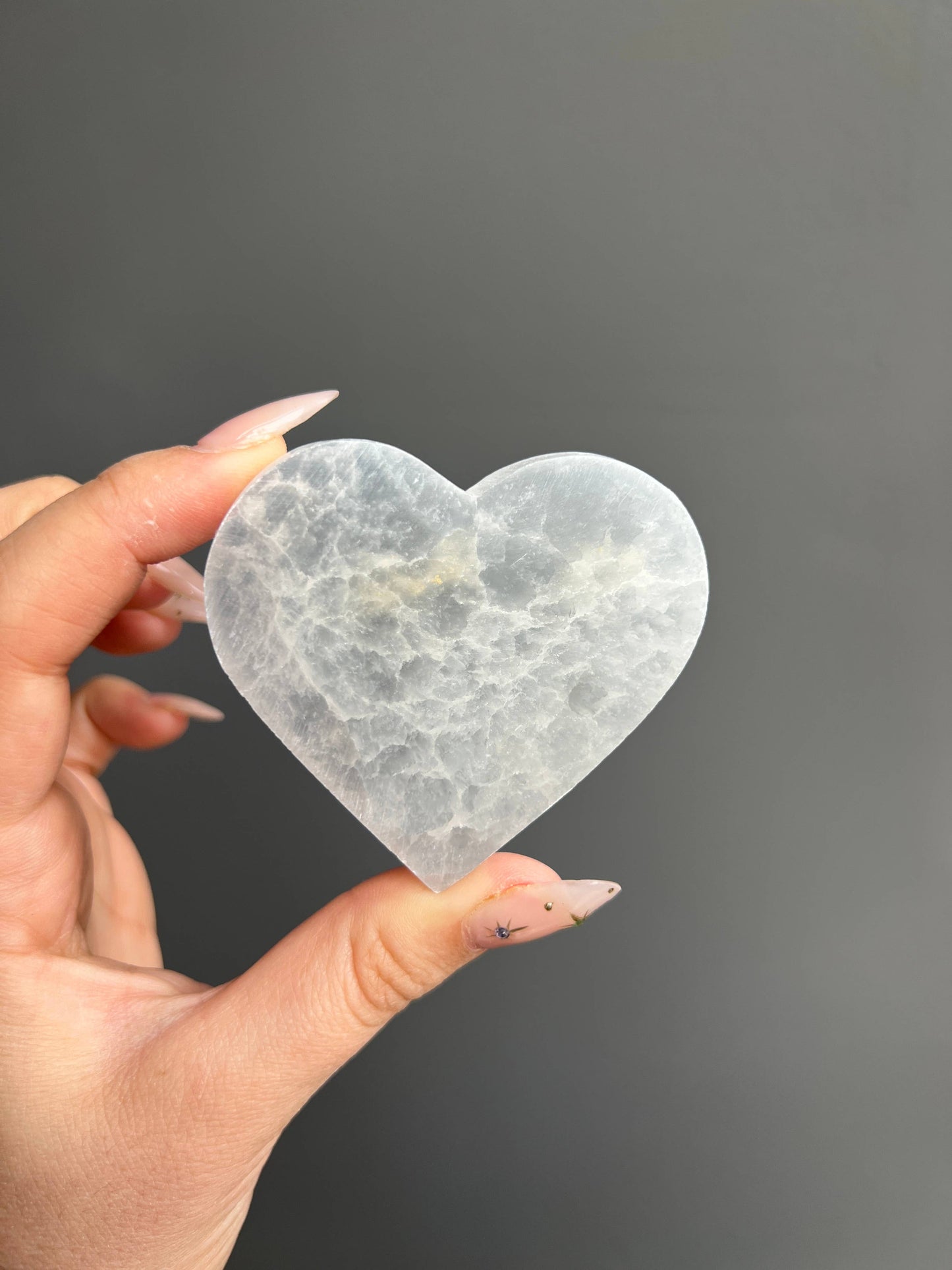 Flat Selenite Crystal Heart