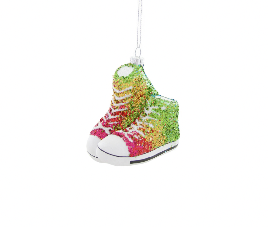 Glittered Rainbow Sneakers Ornament