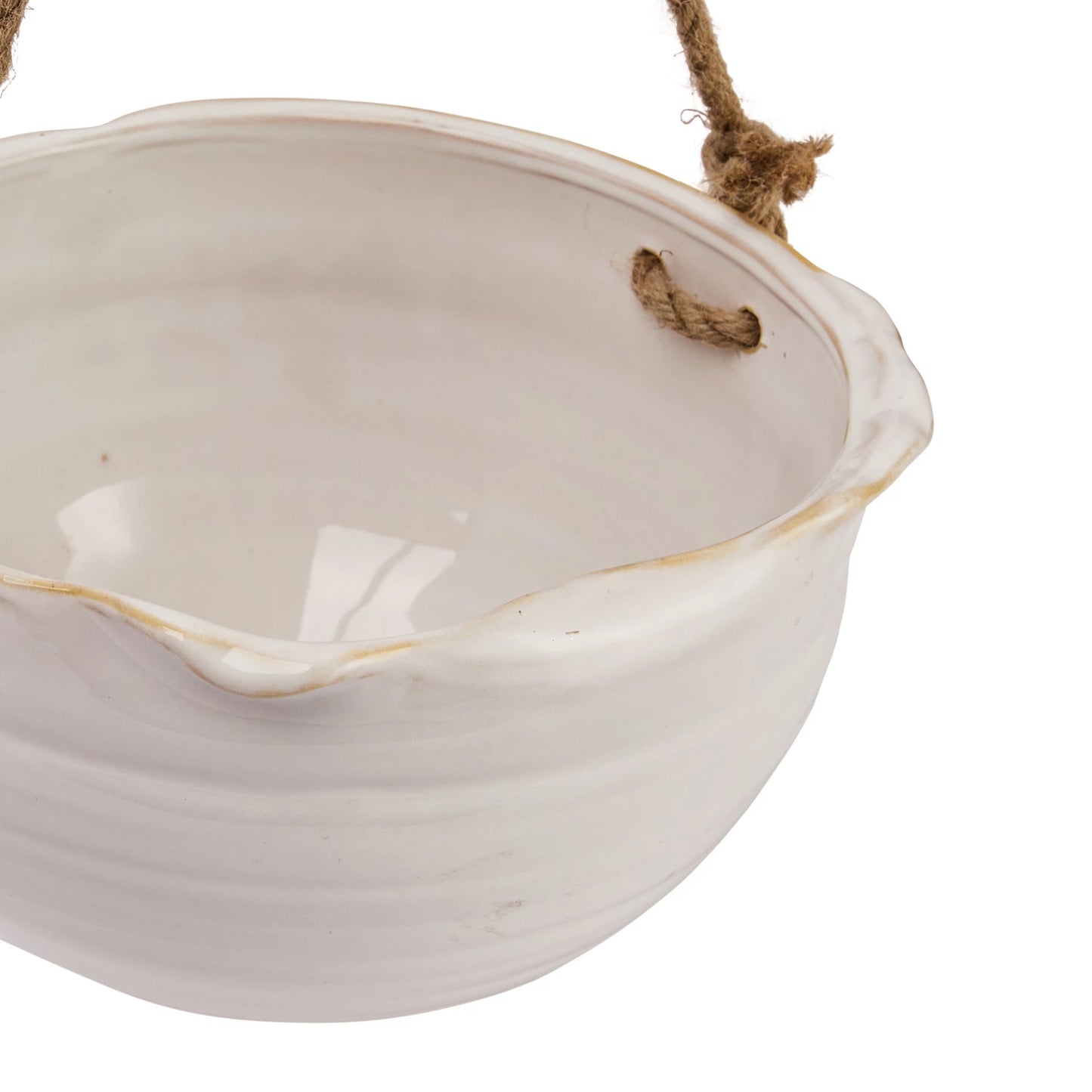 Cream Powder Glaze Hanging Planter