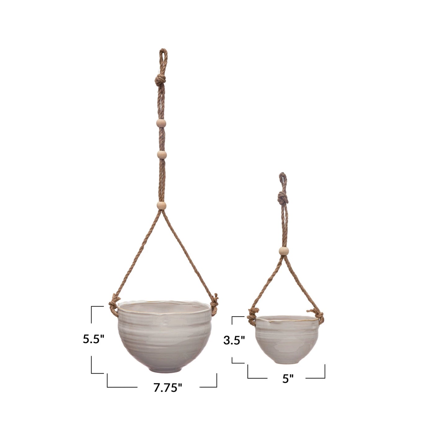 Cream Powder Glaze Hanging Planter