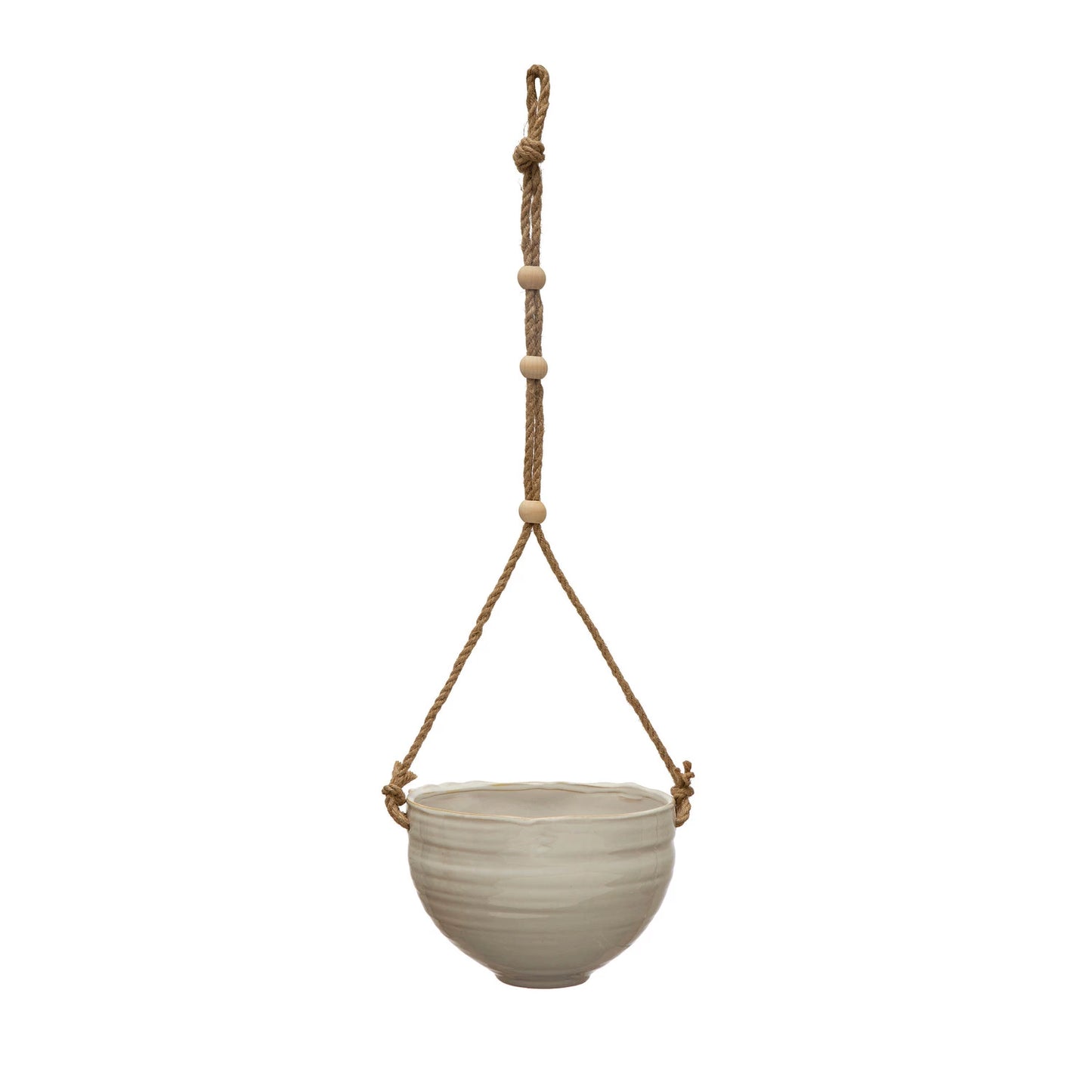 Cream Powder Glaze Hanging Planter