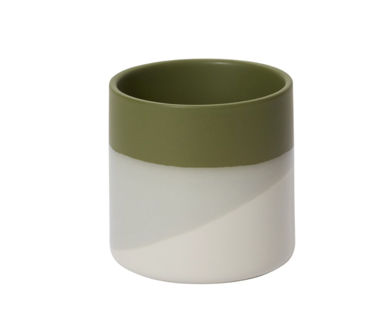 Ceramic Lauris Pot 4.5"x4.5" Green and White Color Blocking