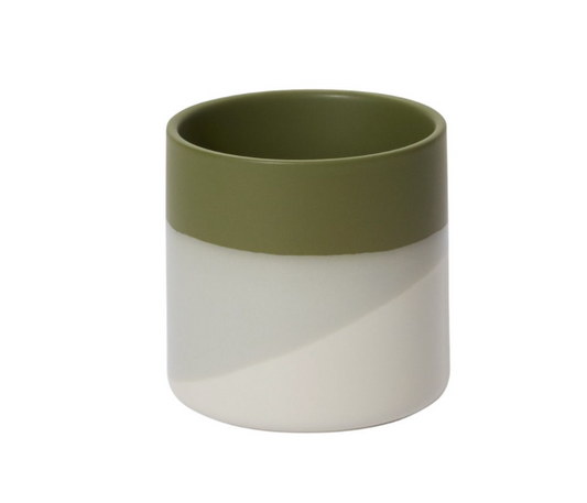 Ceramic Lauris Pot 4.5"x4.5" Green and White Color Blocking