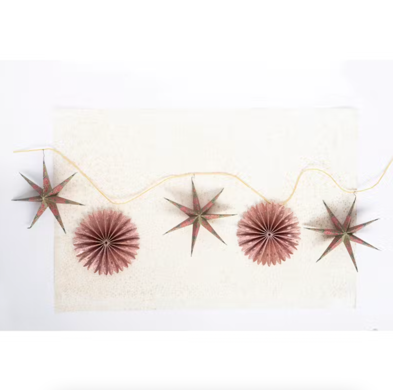 Pink Printed Paper Snowflake Garland