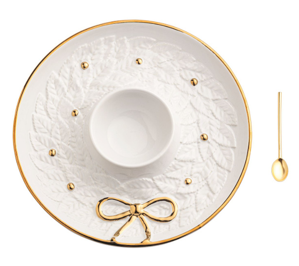 Gold Wreath Chip & Dip Set