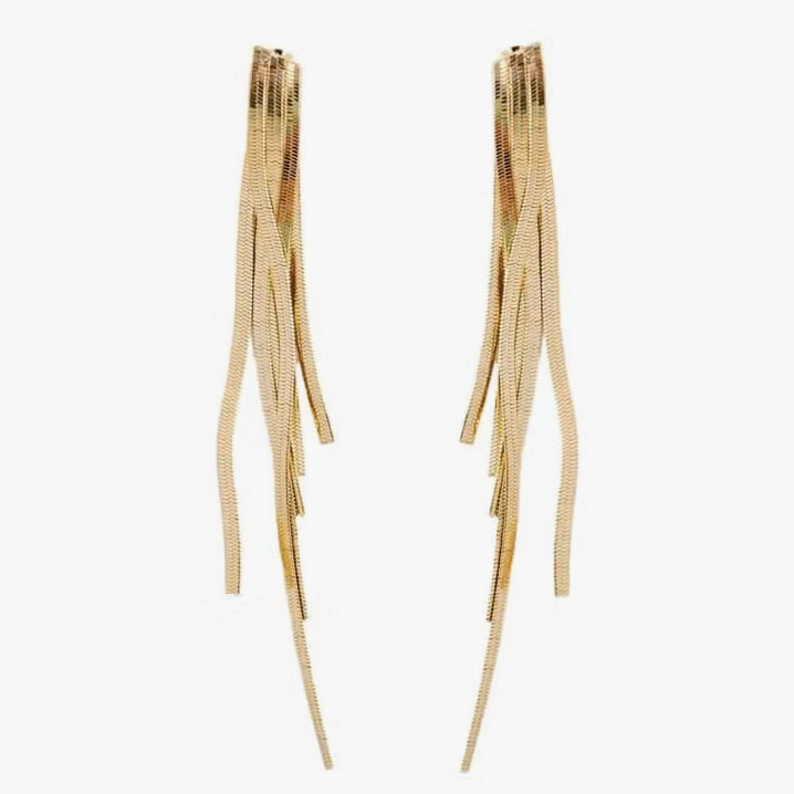 Tassel Long gold earrings