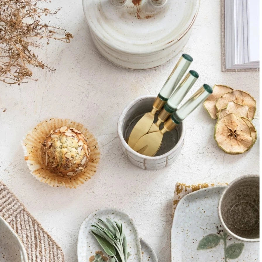 Gold & Green Acrylic Cheese Knives Set